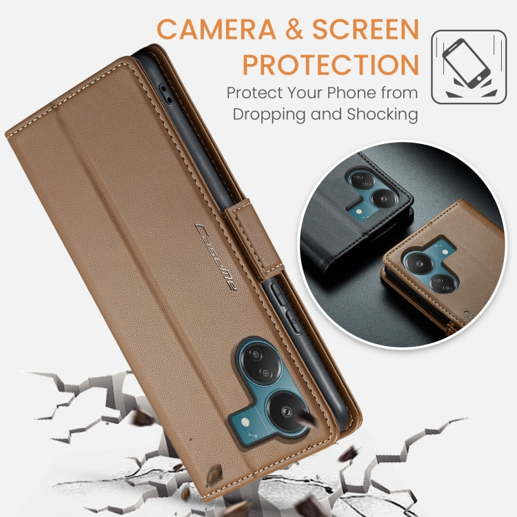 For Xiaomi Poco C65 4G CaseMe 023 Butterfly Buckle Litchi Texture RFID Anti-theft Leather Phone Case(Brown) - Xiaomi Cases by CaseMe | Online Shopping South Africa | PMC Jewellery | Buy Now Pay Later Mobicred