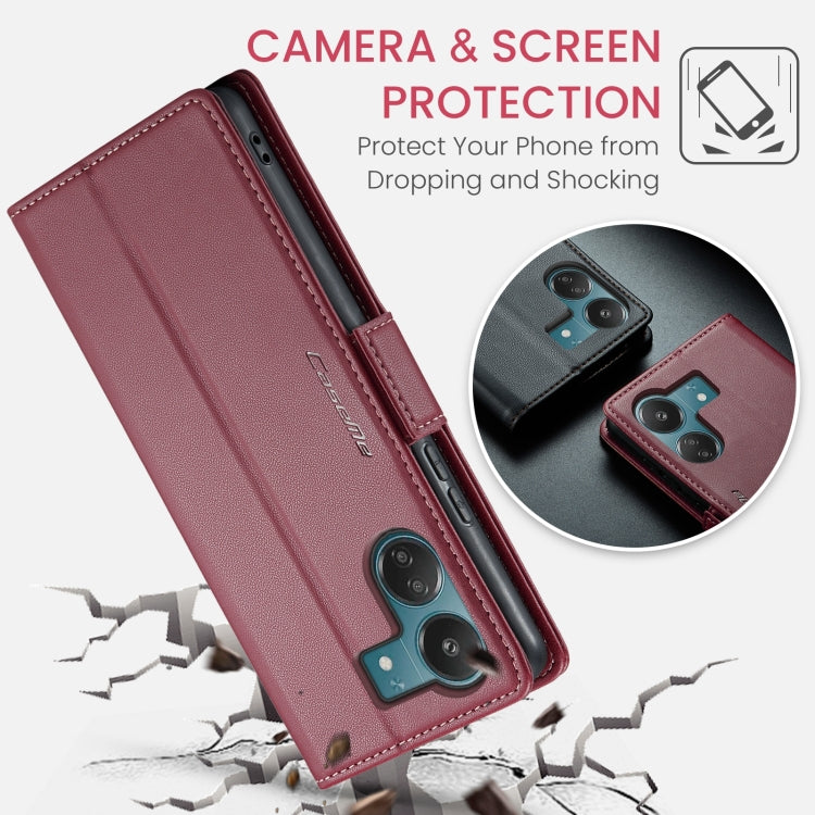 For Xiaomi Poco C65 4G CaseMe 023 Butterfly Buckle Litchi Texture RFID Anti-theft Leather Phone Case(Wine Red) - Xiaomi Cases by CaseMe | Online Shopping South Africa | PMC Jewellery | Buy Now Pay Later Mobicred