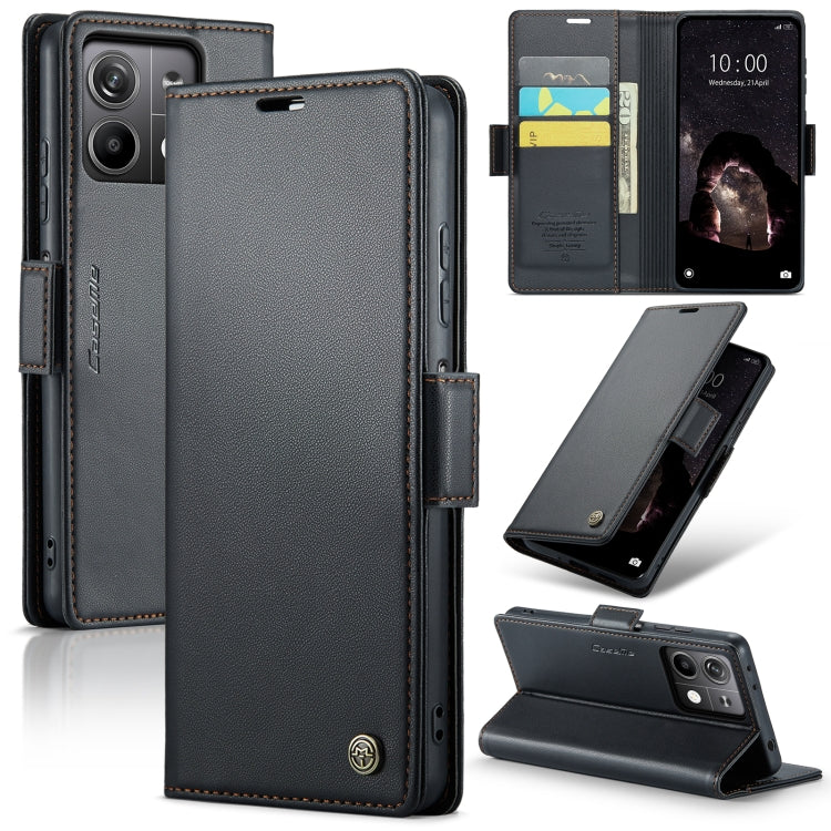 For Xiaomi Redmi Note 13 5G CaseMe 023 Butterfly Buckle Litchi Texture RFID Anti-theft Leather Phone Case(Black) - Xiaomi Cases by CaseMe | Online Shopping South Africa | PMC Jewellery | Buy Now Pay Later Mobicred