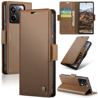 For Xiaomi Redmi Note 13 Pro 5G CaseMe 023 Butterfly Buckle Litchi Texture RFID Anti-theft Leather Phone Case(Brown) - Xiaomi Cases by CaseMe | Online Shopping South Africa | PMC Jewellery | Buy Now Pay Later Mobicred