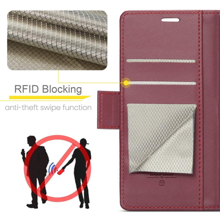 For Xiaomi Redmi Note 13 Pro 4G CaseMe 023 Butterfly Buckle Litchi Texture RFID Anti-theft Leather Phone Case(Wine Red) - Xiaomi Cases by CaseMe | Online Shopping South Africa | PMC Jewellery | Buy Now Pay Later Mobicred