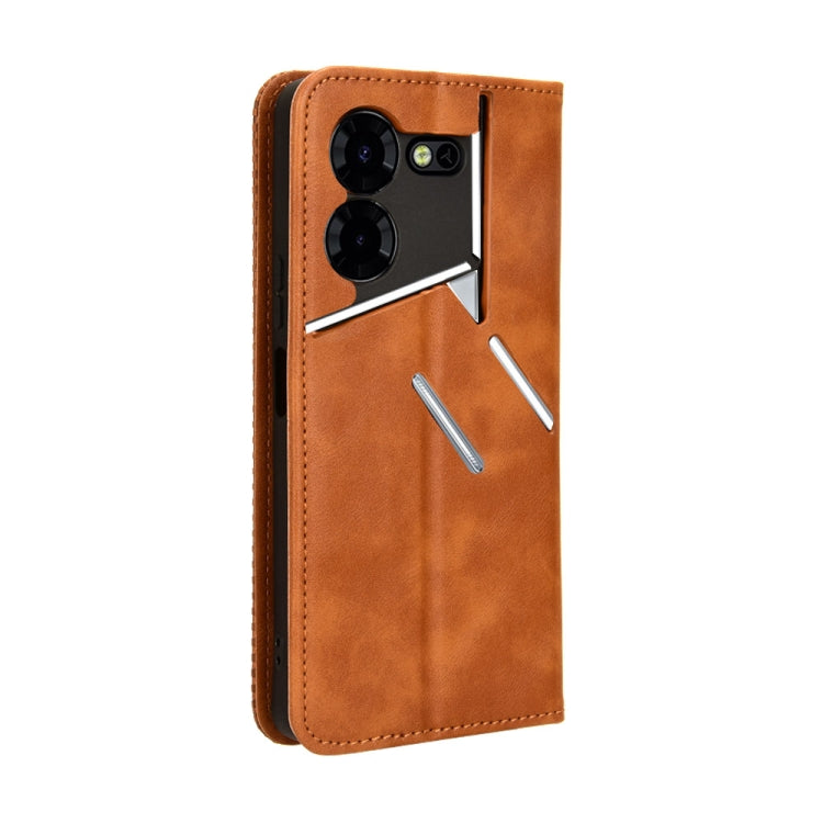 For Tecno Pova 5 Pro LH8n Magnetic Buckle Retro Texture Leather Phone Case(Brown) - Tecno Cases by PMC Jewellery | Online Shopping South Africa | PMC Jewellery | Buy Now Pay Later Mobicred