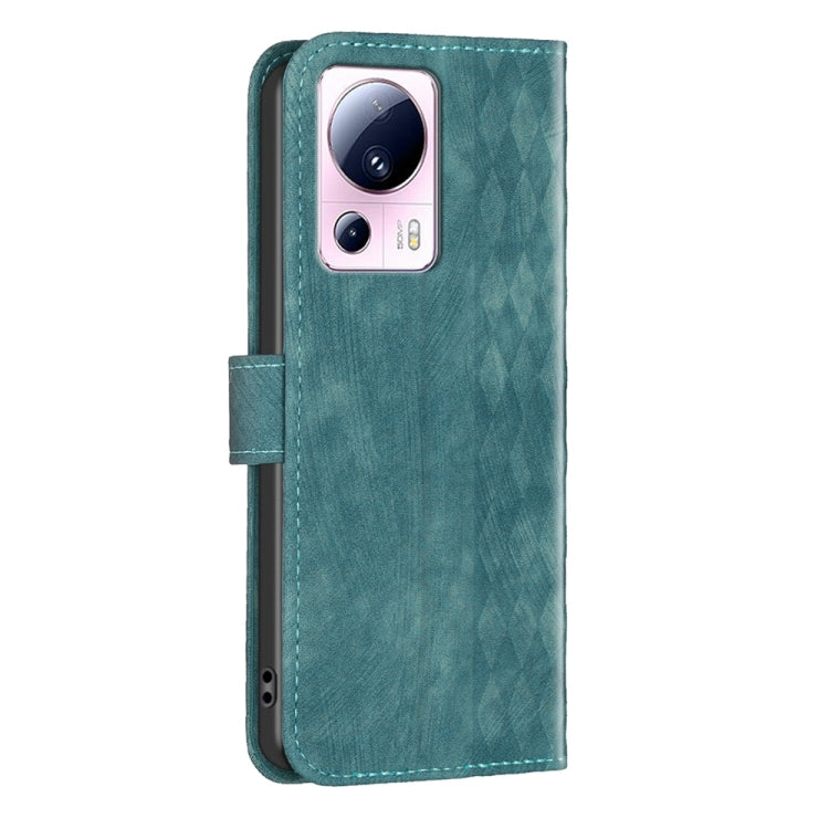 For Xiaomi 13 Lite 5G / Civi 2 Plaid Embossed Leather Phone Case(Green) - 13 Lite Cases by PMC Jewellery | Online Shopping South Africa | PMC Jewellery | Buy Now Pay Later Mobicred