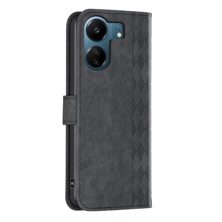 For Xiaomi Redmi 13C Plaid Embossed Leather Phone Case(Black) - 13C Cases by PMC Jewellery | Online Shopping South Africa | PMC Jewellery | Buy Now Pay Later Mobicred