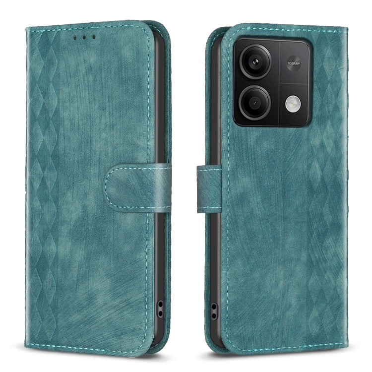 For Xiaomi Redmi Note 13 4G Global Plaid Embossed Leather Phone Case(Green) - Note 13 Cases by PMC Jewellery | Online Shopping South Africa | PMC Jewellery | Buy Now Pay Later Mobicred