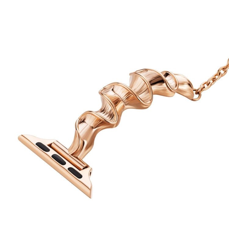 Ribbon Wave Metal Watch Band For Apple Watch SE 2023 44mm(Rose Gold) - free shipping - PMC TechLife - Order now!