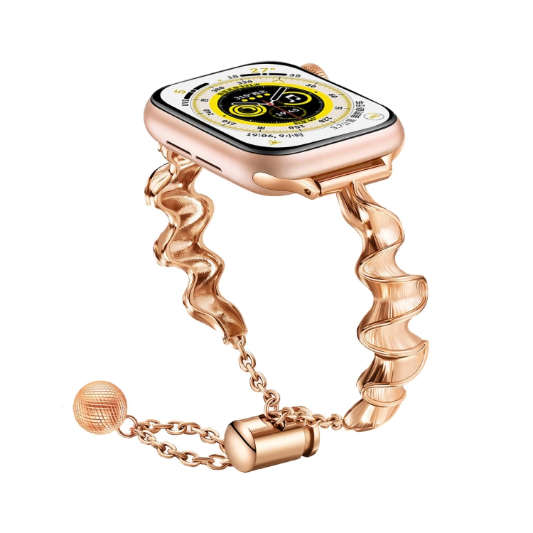Ribbon Wave Metal Watch Band For Apple Watch SE 2023 40mm(Rose Gold) - free shipping - PMC TechLife - Order now!