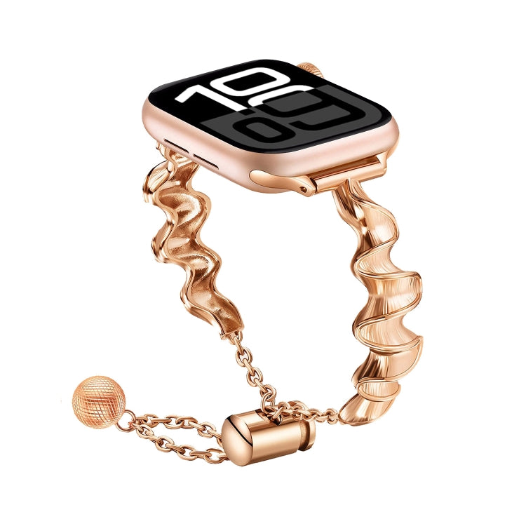 Ribbon Wave Metal Watch Band For Apple Watch Series 10 42mm(Rose Gold) - free shipping - PMC TechLife - Order now!