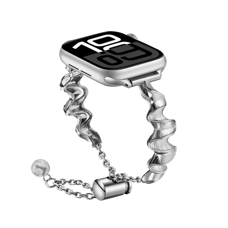 Ribbon Wave Metal Watch Band For Apple Watch Series 10 42mm(Silver) - free shipping - PMC TechLife - Order now!