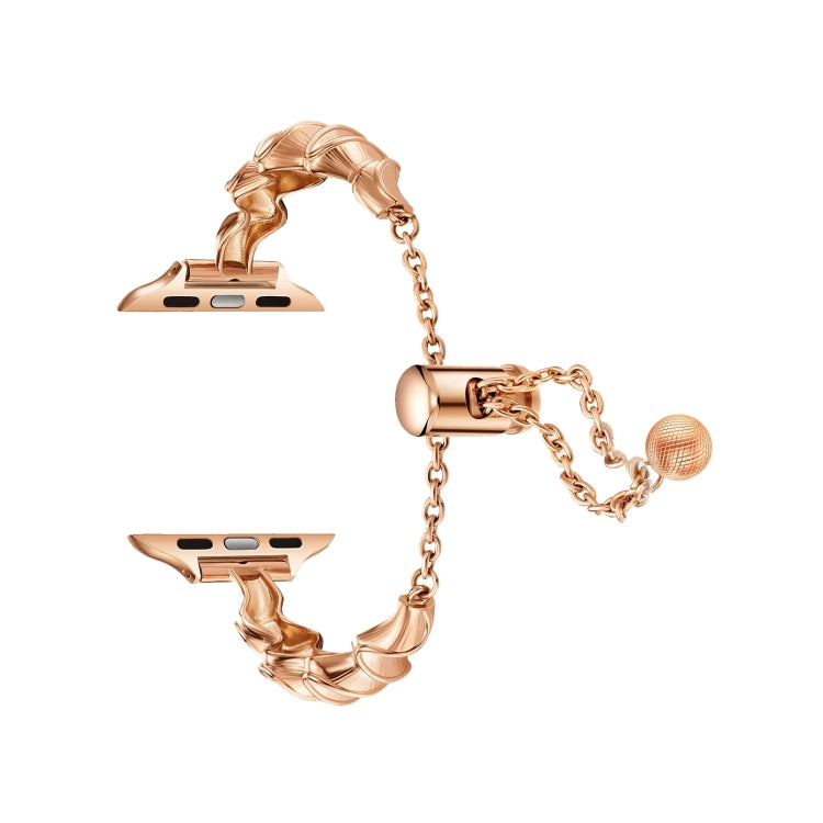 Ribbon Wave Metal Watch Band For Apple Watch Series 10 46mm(Rose Gold) - free shipping - PMC TechLife - Order now!