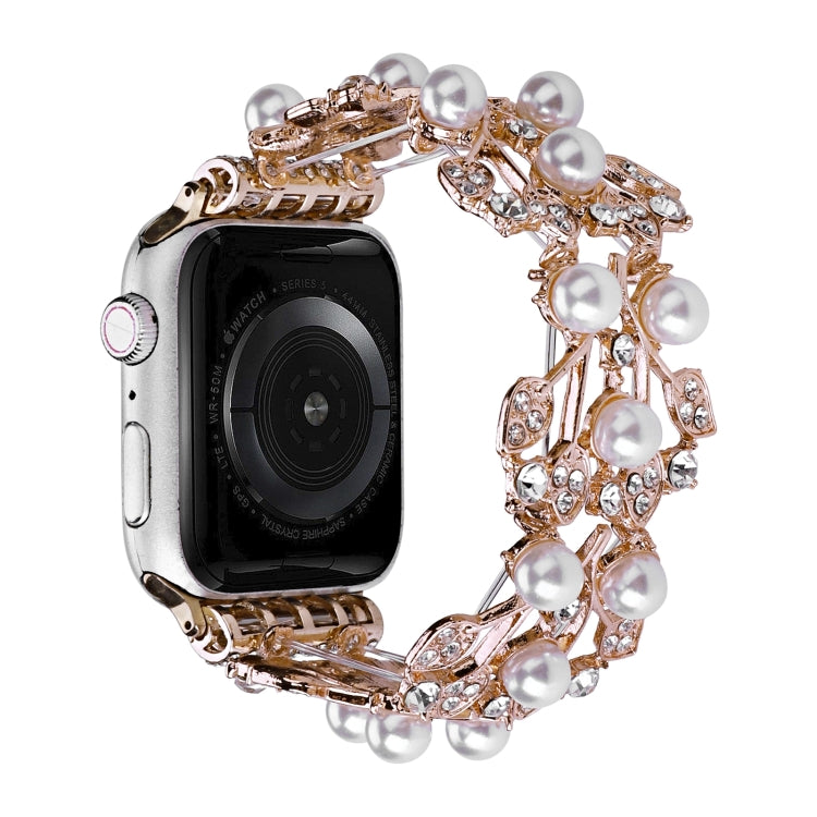 Four-leaf Bead Metal Watch Band For Apple Watch Series 10 46mm(Rose Gold) - free shipping - PMC TechLife - Order now!