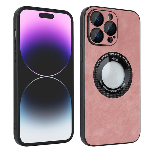 For iPhone 14 Pro Skin Feel Leather MagSafe Magnetic Phone Case(Pink) - iPhone 14 Pro Cases by PMC Jewellery | Online Shopping South Africa | PMC Jewellery