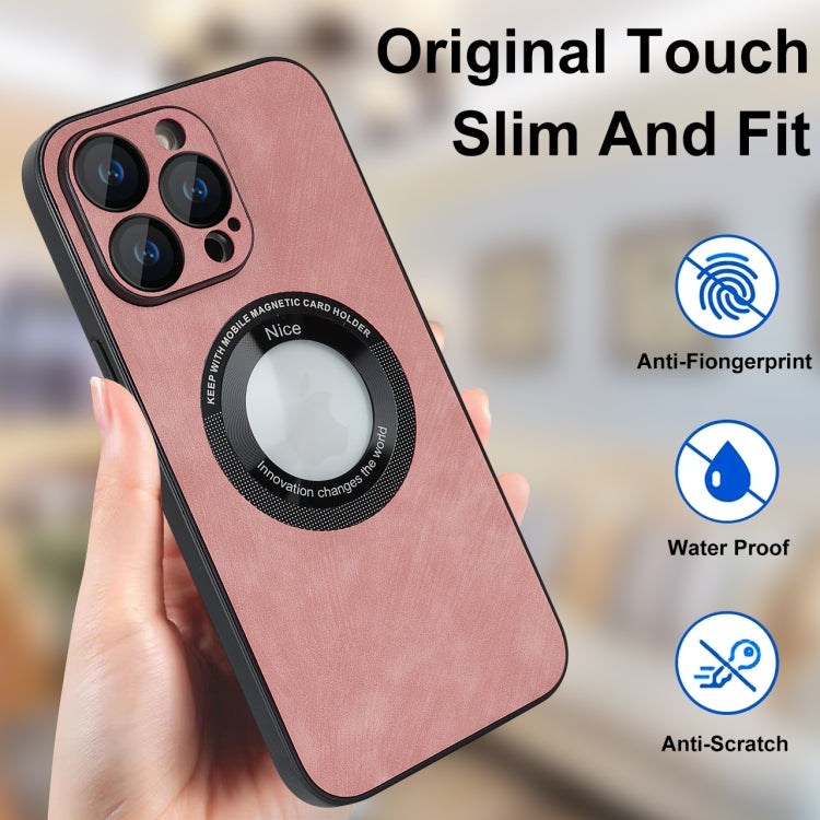 For iPhone 14 Pro Skin Feel Leather MagSafe Magnetic Phone Case(Pink) - iPhone 14 Pro Cases by PMC Jewellery | Online Shopping South Africa | PMC Jewellery