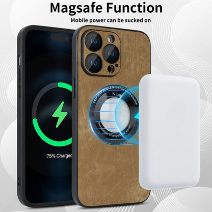 For iPhone 13 Skin Feel Leather MagSafe Magnetic Phone Case(Brown) - iPhone 13 Cases by PMC Jewellery | Online Shopping South Africa | PMC Jewellery