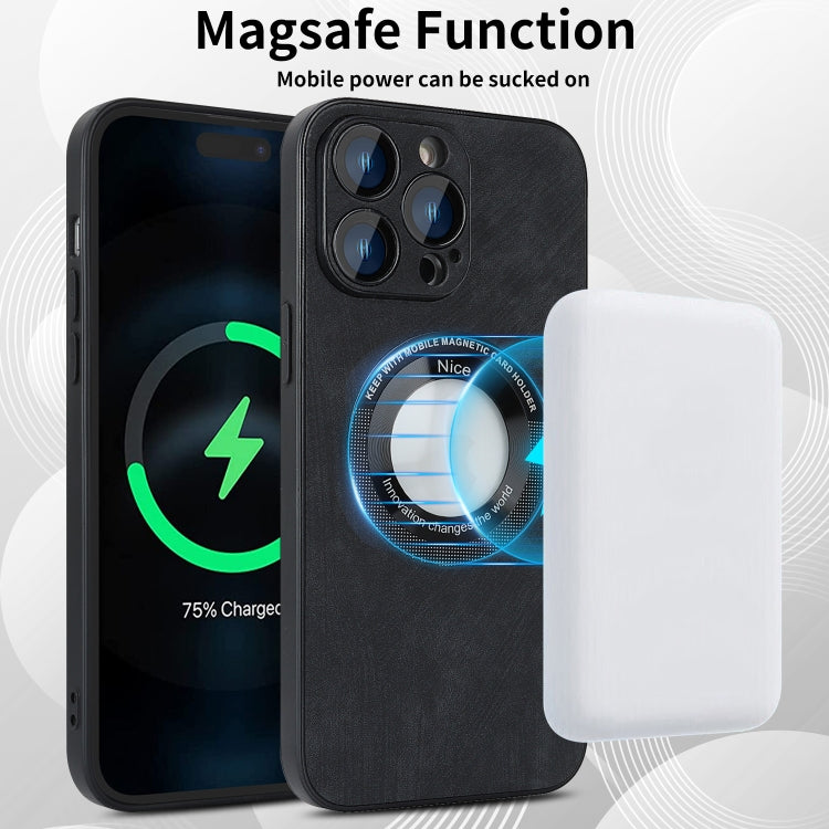 For iPhone 11 Pro Max Skin Feel Leather MagSafe Magnetic Phone Case(Black) - iPhone 11 Pro Max Cases by PMC Jewellery | Online Shopping South Africa | PMC Jewellery