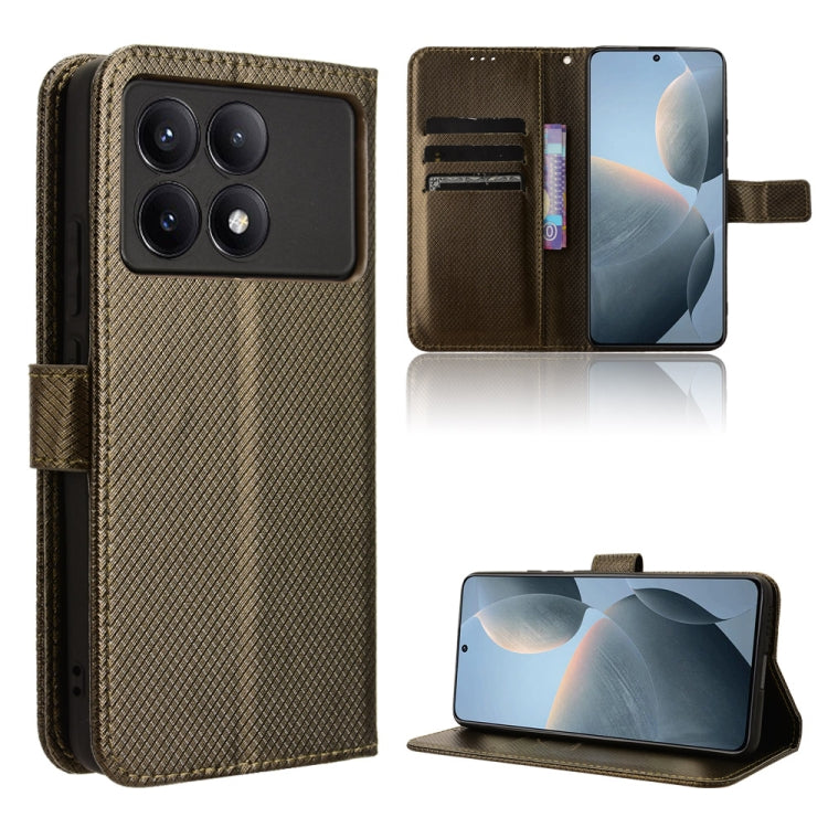 For Xiaomi Redmi K70 / K70 Pro Diamond Texture Leather Phone Case(Brown) - K70 Pro Cases by PMC Jewellery | Online Shopping South Africa | PMC Jewellery | Buy Now Pay Later Mobicred