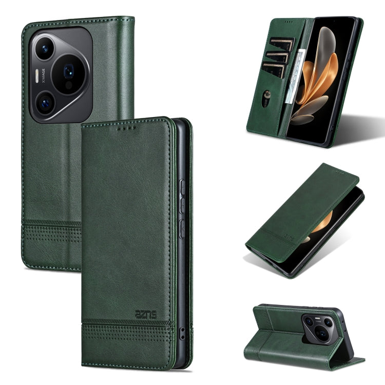 For Huawei Pura 70 Pro / 70 Pro+ AZNS Magnetic Calf Texture Flip Leather Phone Case(Dark Green) - Huawei Cases by AZNS | Online Shopping South Africa | PMC Jewellery | Buy Now Pay Later Mobicred