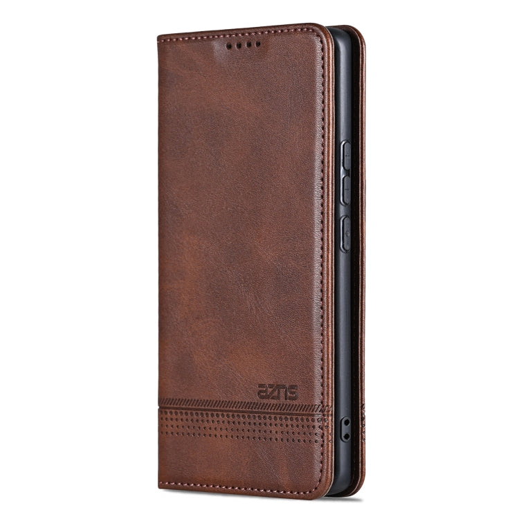 For Huawei Pura 70 Pro / 70 Pro+ Fine Hole AZNS Magnetic Calf Texture Flip Leather Phone Case(Dark Brown) - free shipping - PMC Jewellery - Order now!