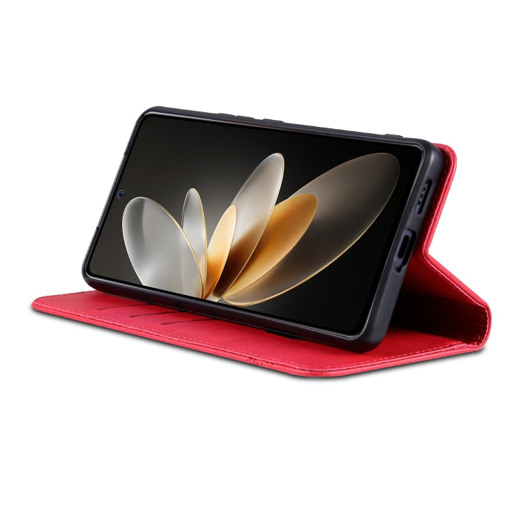 For Huawei Pura 70 Fine Hole AZNS Magnetic Calf Texture Flip Leather Phone Case(Red) - Huawei Cases by AZNS | Online Shopping South Africa | PMC Jewellery | Buy Now Pay Later Mobicred