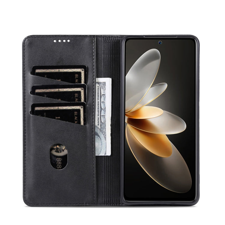 For Huawei Pura 70 Fine Hole AZNS Magnetic Calf Texture Flip Leather Phone Case(Black) - free shipping - PMC Jewellery - Order now!
