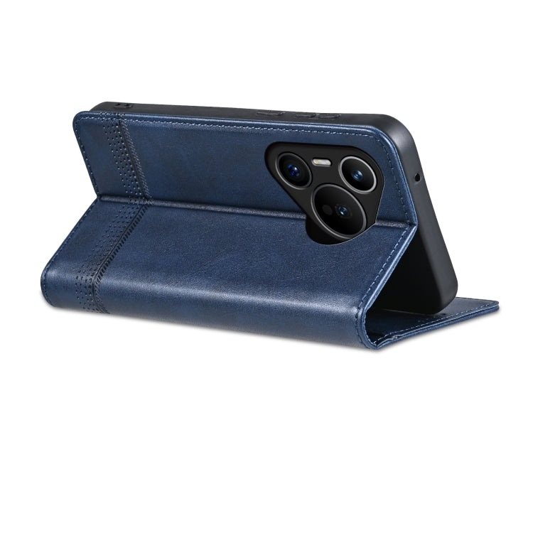 For Huawei Pura 70 Fine Hole AZNS Magnetic Calf Texture Flip Leather Phone Case(Dark Blue) - free shipping - PMC Jewellery - Order now!