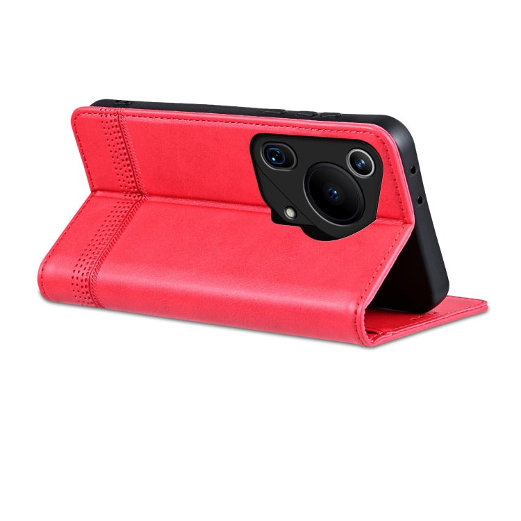 For Huawei Pura 70 Ultra AZNS Magnetic Calf Texture Flip Leather Phone Case(Red) - free shipping - PMC Jewellery - Order now!