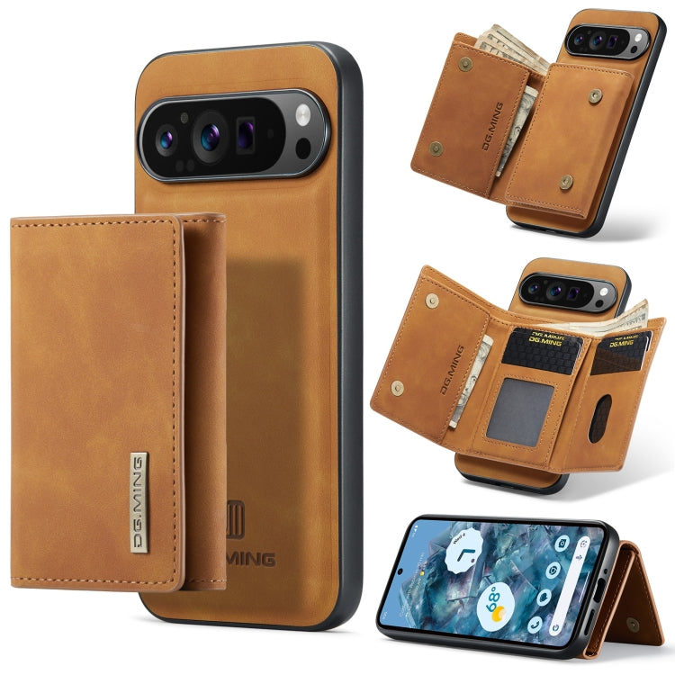 For Google Pixel 9 Pro XL DG.MING M1 Series 3-Fold Multi Card Wallet + Magnetic Phone Case(Brown) - Google Cases by DG.MING | Online Shopping South Africa | PMC Jewellery | Buy Now Pay Later Mobicred