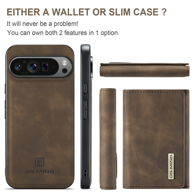 For Google Pixel 9 Pro XL DG.MING M1 Series 3-Fold Multi Card Wallet + Magnetic Phone Case(Coffee) - Google Cases by DG.MING | Online Shopping South Africa | PMC Jewellery | Buy Now Pay Later Mobicred