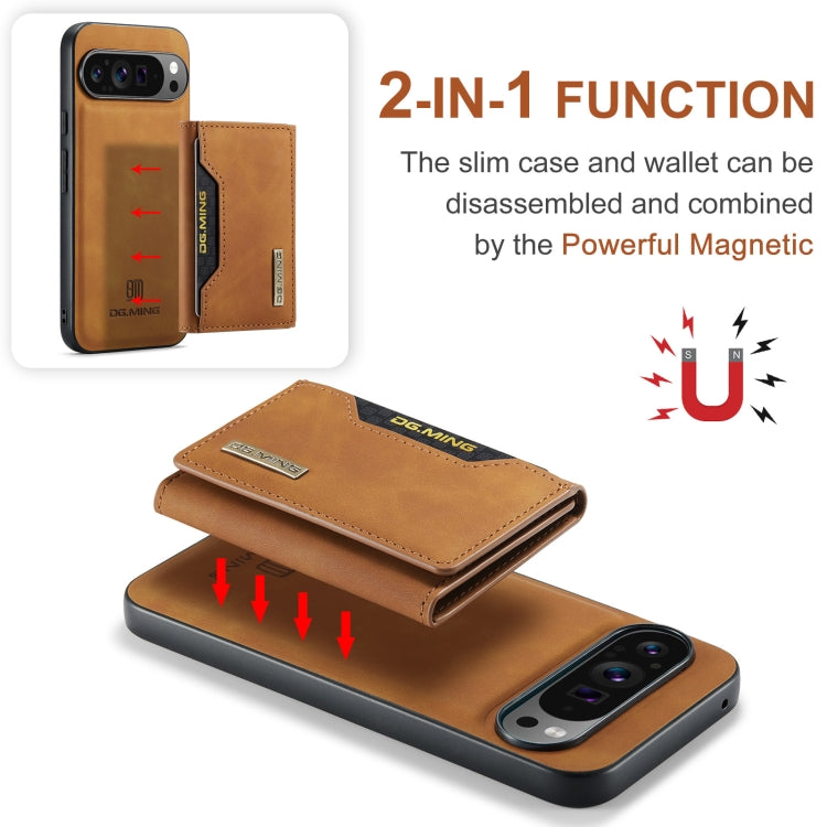 For Google Pixel 9 Pro XL DG.MING M2 Series 3-Fold Multi Card Bag + Magnetic Phone Case(Brown) - Google Cases by DG.MING | Online Shopping South Africa | PMC Jewellery | Buy Now Pay Later Mobicred