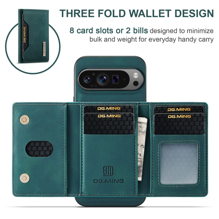 For Google Pixel 9 Pro XL DG.MING M2 Series 3-Fold Multi Card Bag + Magnetic Phone Case(Green) - Google Cases by DG.MING | Online Shopping South Africa | PMC Jewellery | Buy Now Pay Later Mobicred