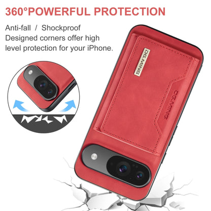 For Google Pixel 9 / 9 Pro DG.MING M2 Series 3-Fold Multi Card Bag + Magnetic Phone Case(Red) - Google Cases by DG.MING | Online Shopping South Africa | PMC Jewellery | Buy Now Pay Later Mobicred