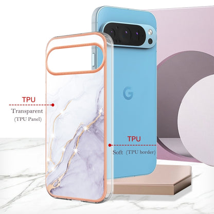 For Google Pixel 9 / 9 Pro Electroplating Marble Dual-side IMD Phone Case(White 006) - Google Cases by PMC Jewellery | Online Shopping South Africa | PMC Jewellery | Buy Now Pay Later Mobicred