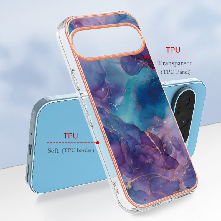 For Google Pixel 9 Pro XL Electroplating Marble Dual-side IMD Phone Case(Purple 016) - Google Cases by PMC Jewellery | Online Shopping South Africa | PMC Jewellery | Buy Now Pay Later Mobicred