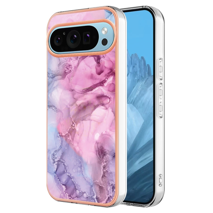 For Google Pixel 9 Pro XL Electroplating Marble Dual-side IMD Phone Case(Pink 013) - Google Cases by PMC Jewellery | Online Shopping South Africa | PMC Jewellery | Buy Now Pay Later Mobicred