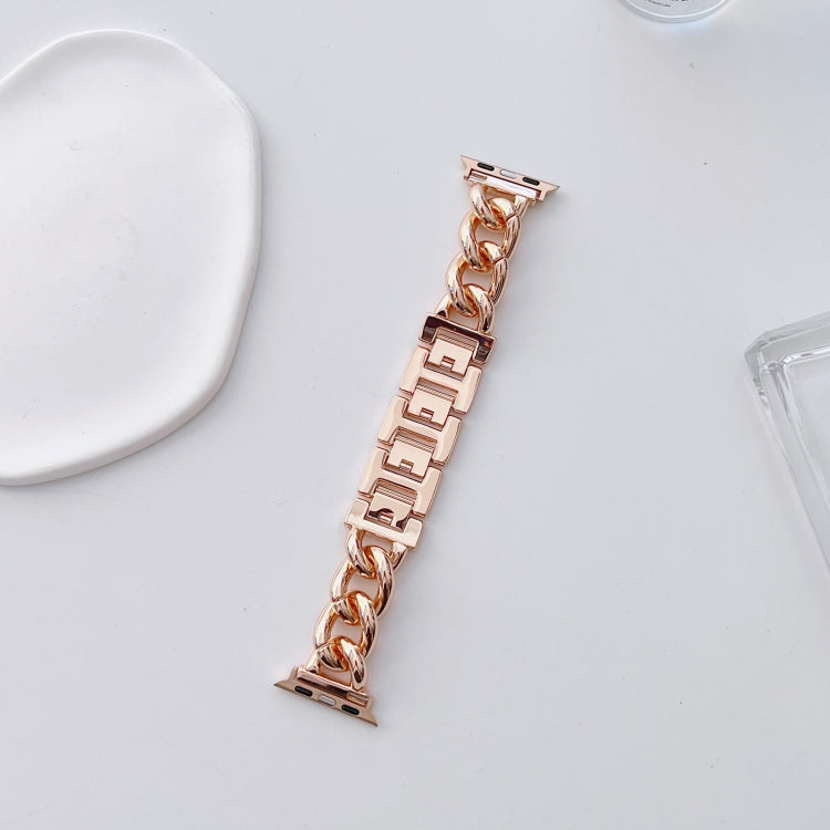 Big Denim Chain Metal Watch Band For Apple Watch Ultra 2 49mm(Rose Gold) - free shipping - PMC TechLife - Order now!