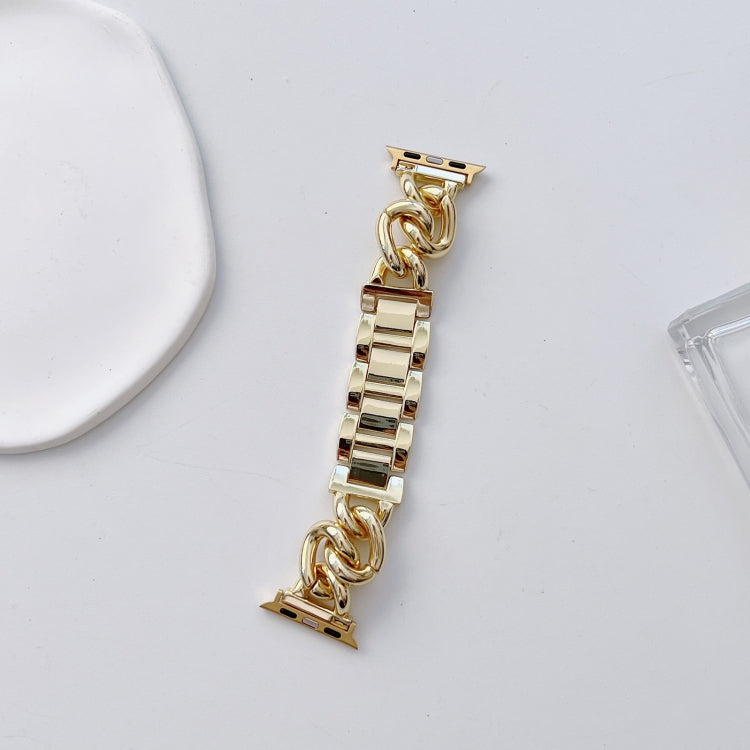 Big Denim Chain Metal Watch Band For Apple Watch 9 45mm(Gold) - free shipping - PMC TechLife - Order now!