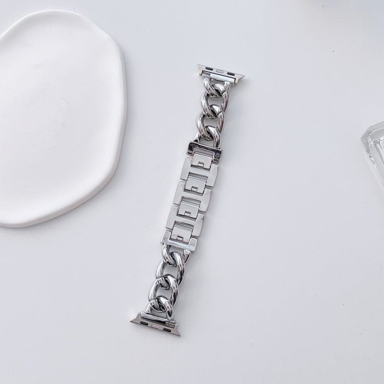 Big Denim Chain Metal Watch Band For Apple Watch 9 41mm(Silver) - free shipping - PMC TechLife - Order now!