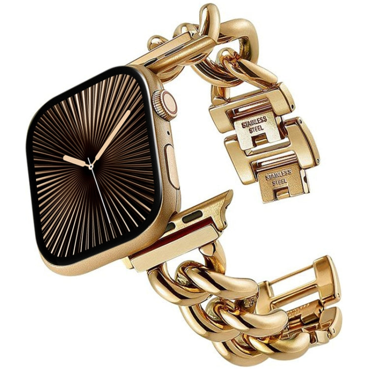 Big Denim Chain Metal Watch Band For Apple Watch Series 10 42mm(Gold) - free shipping - PMC TechLife - Order now!