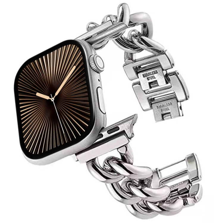 Big Denim Chain Metal Watch Band For Apple Watch Series 10 42mm(Silver) - free shipping - PMC TechLife - Order now!