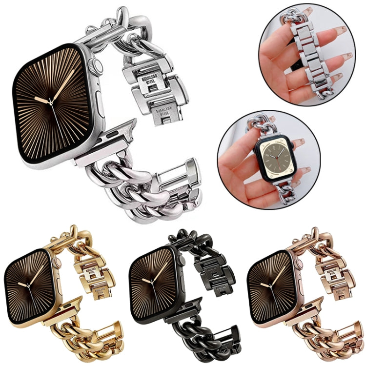 Big Denim Chain Metal Watch Band For Apple Watch SE 2023 44mm(Rose Gold) - free shipping - PMC TechLife - Order now!