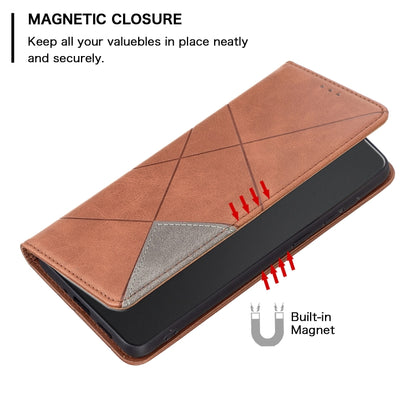 For Xiaomi Poco F5 5G / Redmi Note 12 Turbo Rhombus Texture Magnetic Leather Phone Case(Brown) - Xiaomi Cases by PMC Jewellery | Online Shopping South Africa | PMC Jewellery | Buy Now Pay Later Mobicred