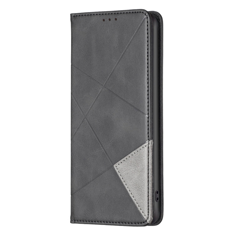 For Xiaomi Redmi 12 4G Rhombus Texture Magnetic Leather Phone Case(Black) - Xiaomi Cases by PMC Jewellery | Online Shopping South Africa | PMC Jewellery | Buy Now Pay Later Mobicred