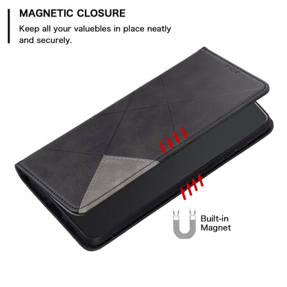 For Xiaomi Redmi 12 4G Rhombus Texture Magnetic Leather Phone Case(Black) - Xiaomi Cases by PMC Jewellery | Online Shopping South Africa | PMC Jewellery | Buy Now Pay Later Mobicred