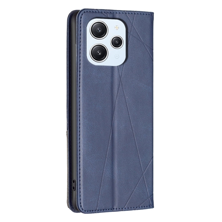 For Xiaomi Redmi 12 4G Rhombus Texture Magnetic Leather Phone Case(Blue) - Xiaomi Cases by PMC Jewellery | Online Shopping South Africa | PMC Jewellery | Buy Now Pay Later Mobicred