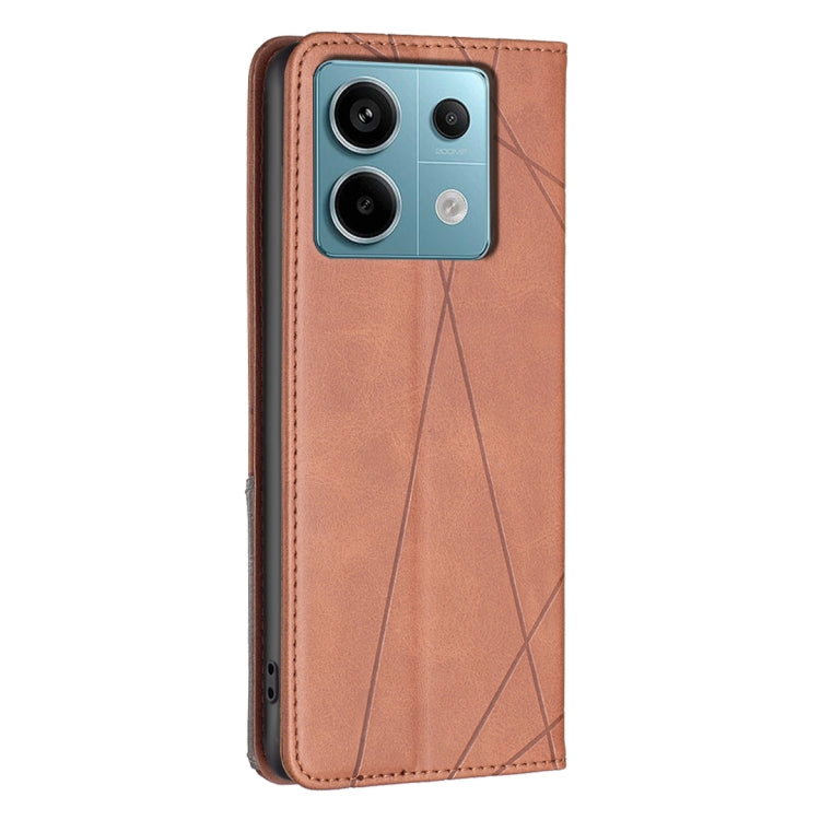 For Xiaomi Redmi Note 13 Pro 5G Rhombus Texture Magnetic Leather Phone Case(Brown) - Xiaomi Cases by PMC Jewellery | Online Shopping South Africa | PMC Jewellery | Buy Now Pay Later Mobicred