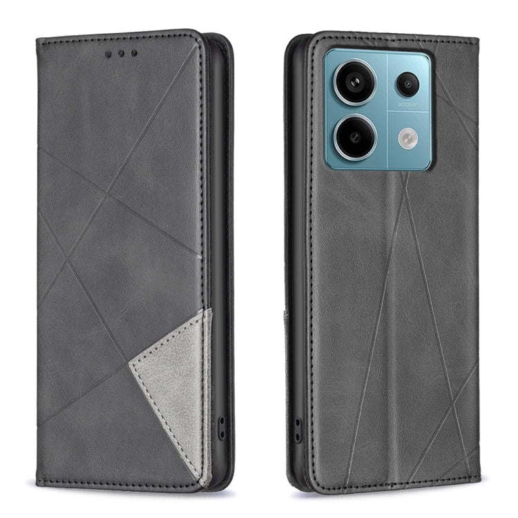 For Xiaomi Redmi Note 13 Pro 5G Rhombus Texture Magnetic Leather Phone Case(Black) - Xiaomi Cases by PMC Jewellery | Online Shopping South Africa | PMC Jewellery | Buy Now Pay Later Mobicred