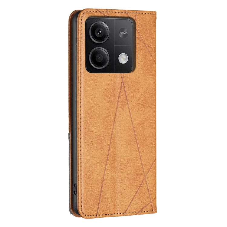 For Xiaomi Redmi Note 13 Rhombus Texture Magnetic Leather Phone Case(Yellow) - Xiaomi Cases by PMC Jewellery | Online Shopping South Africa | PMC Jewellery | Buy Now Pay Later Mobicred