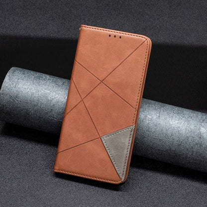 For Xiaomi Redmi Note 13 Rhombus Texture Magnetic Leather Phone Case(Brown) - Xiaomi Cases by PMC Jewellery | Online Shopping South Africa | PMC Jewellery | Buy Now Pay Later Mobicred