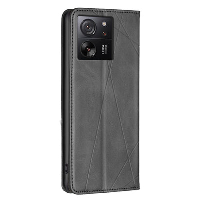 For Xiaomi 13T / 13T Pro / Redmi K60 Ultra Rhombus Texture Magnetic Leather Phone Case(Black) - Redmi K60 Ultra Cases by PMC Jewellery | Online Shopping South Africa | PMC Jewellery | Buy Now Pay Later Mobicred