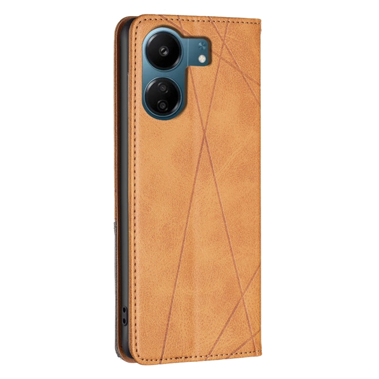 For Xiaomi Redmi 13C Rhombus Texture Magnetic Leather Phone Case(Yellow) - 13C Cases by PMC Jewellery | Online Shopping South Africa | PMC Jewellery | Buy Now Pay Later Mobicred